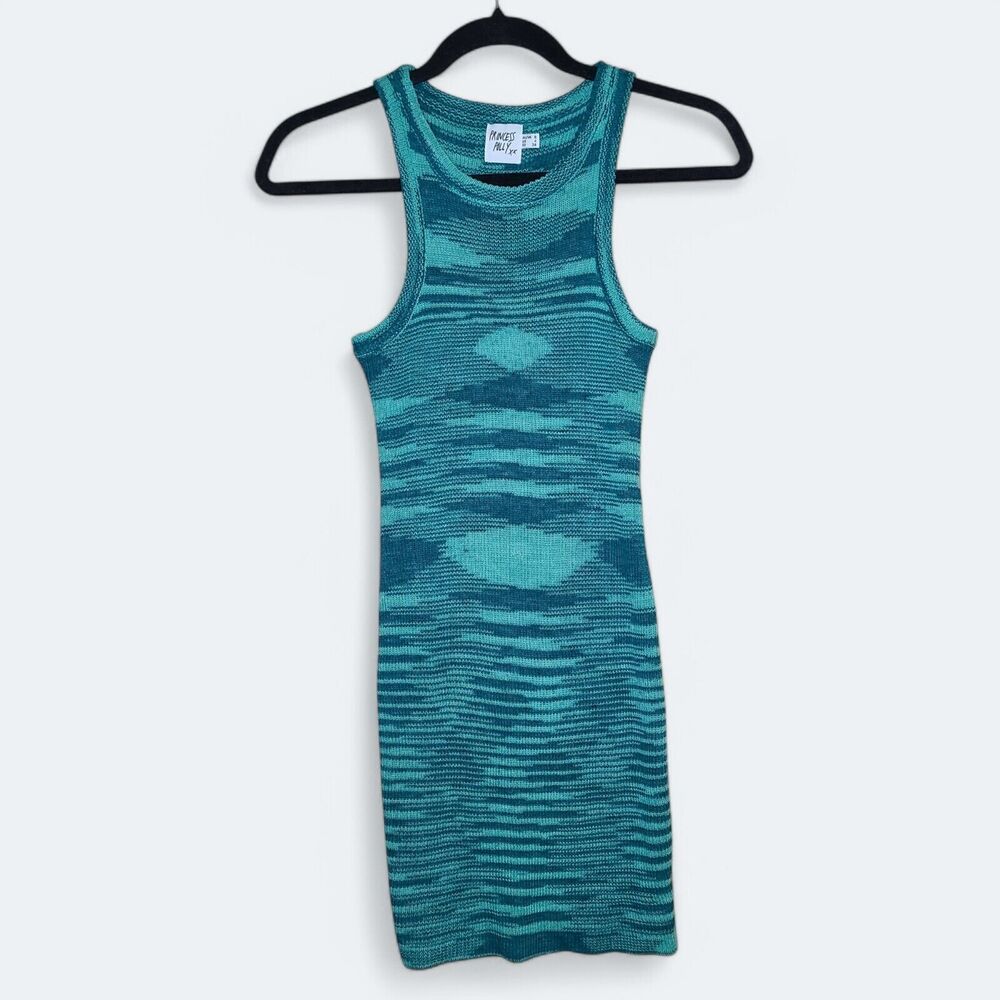 Princess Polly Elish Mini Slim Dress Women’s Size US 4 Teal Sleeveless Knit NWOT